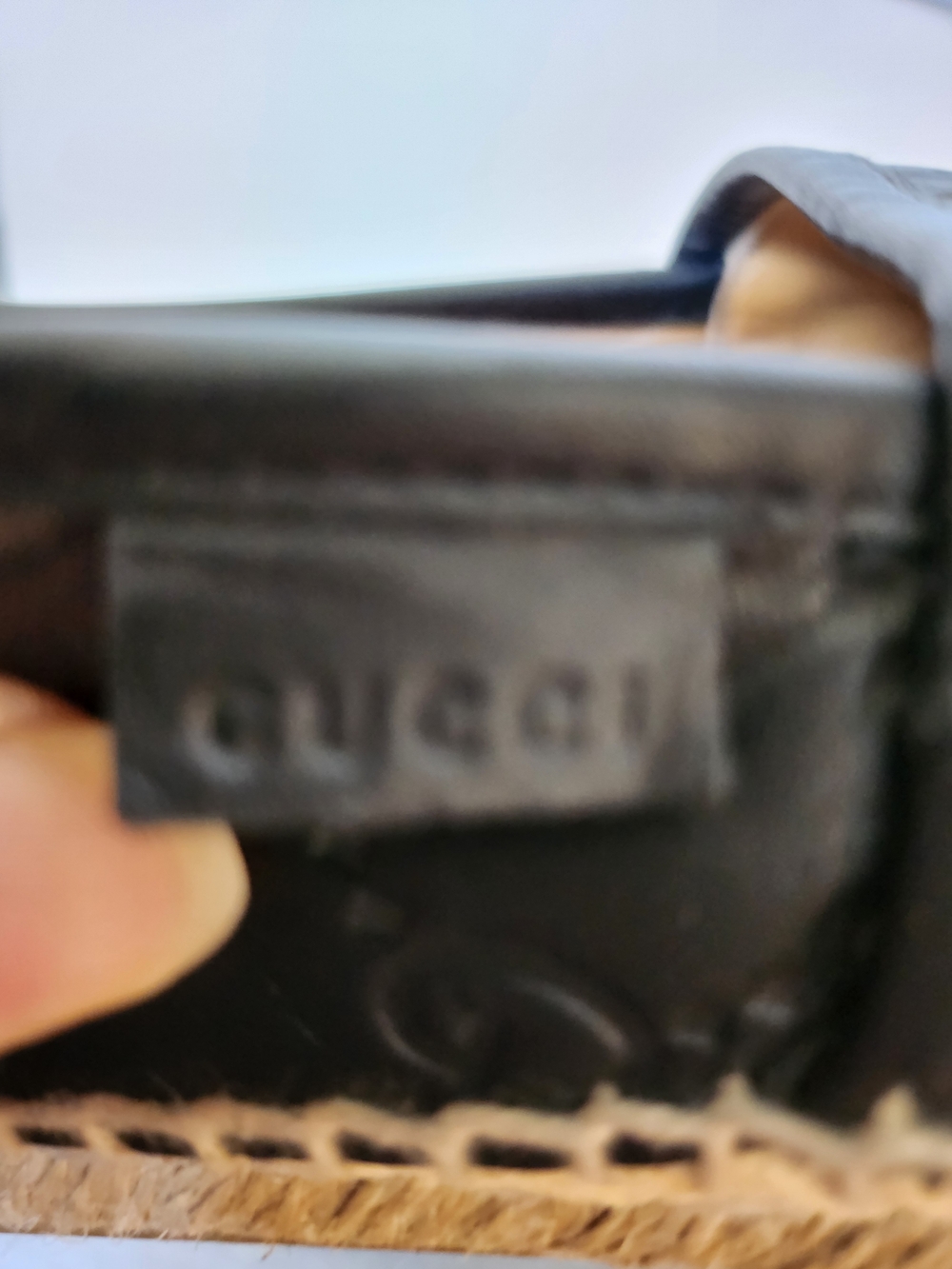 Gicci Leather Embroidered Monogram Black Espadrille Flats - Picture 9 of 12